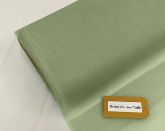 Sage Green - Bridal Illusion Tulle 108"Wide X 50 Yards Polyester Premium Tulle Fabric Bolt, By The Roll.