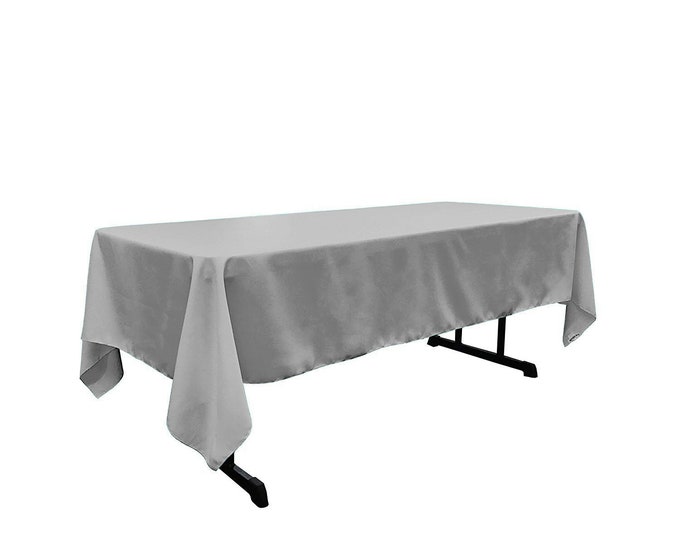 Silver - Rectangular Polyester Poplin Tablecloth / Party supply.
