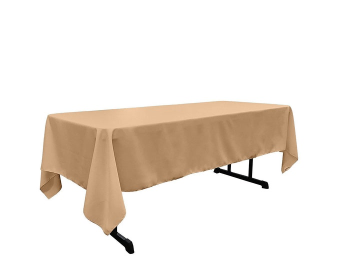 Champagne - Rectangular Polyester Poplin Tablecloth / Party supply.