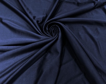 Navy Blue Shiny Spandex Fabric 58" Wide| 4-Way Stretch Nylon, Swim & Costume.