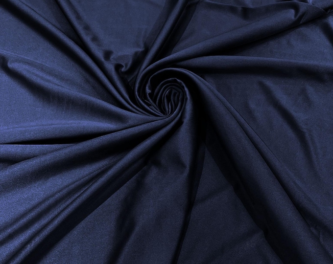 Navy Blue Shiny Spandex Fabric 58" Wide| 4-Way Stretch Nylon, Swim & Costume.