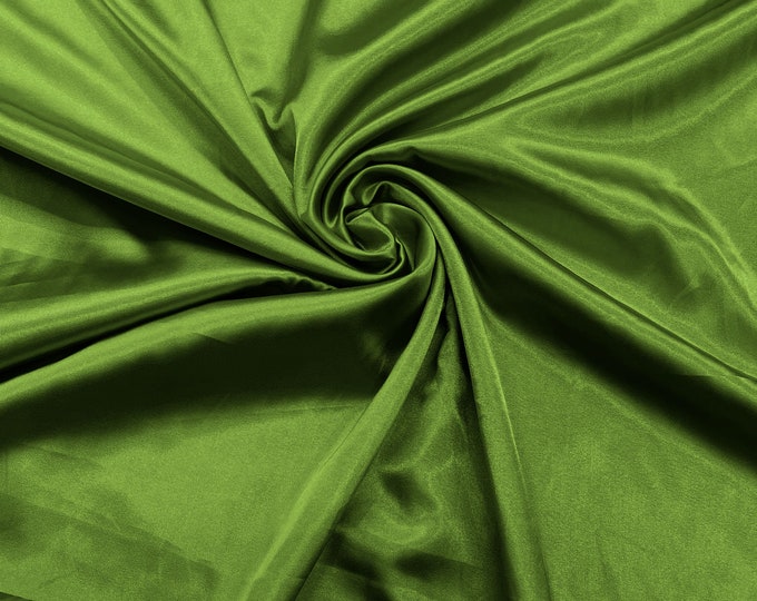 Dark Lime Green Light Weight Silky Stretch Charmeuse Satin Fabric/60" Wide/Cosplay.