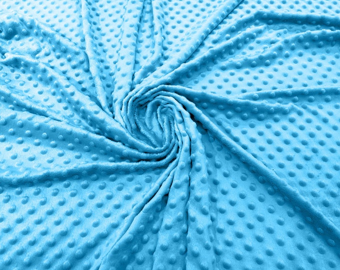 Turquoise 58" Wide 100%  Polyester Minky Dimple Dot Soft Cuddle Fabric SEW Craft Sold by The Yard.