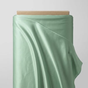 Mint Green Heavy Shiny Satin Stretch Spandex Fabric By The Yard | Prom Dress Material, Polyester Spandex Wedding Gown Cloth