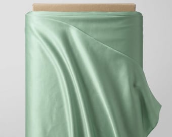 Mint Green Heavy Shiny Satin Stretch Spandex Fabric By The Yard | Prom Dress Material, Polyester Spandex Wedding Gown Cloth
