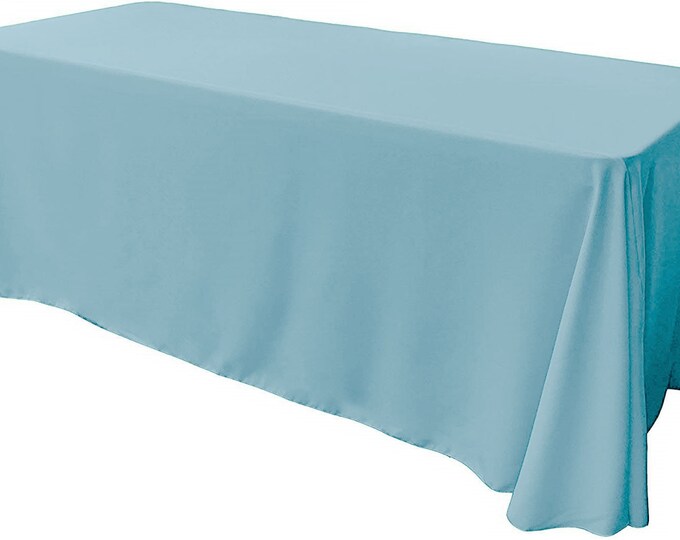 Sky Blue - Rectangular Polyester Poplin Tablecloth Floor Length / Party supply