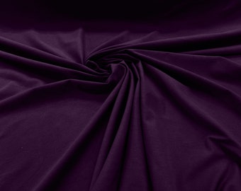 Eggplant 58/60" Wide, 95% Cotton 5 percent Spandex, Cotton Jersey Spandex Knit Blend, 4 Way Stretch Fabric Sold By The Yard.