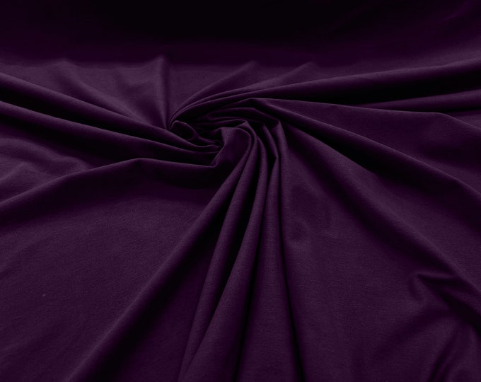 Eggplant 58/60" Wide, 95% Cotton 5 percent Spandex, Cotton Jersey Spandex Knit Blend, 4 Way Stretch Fabric Sold By The Yard.