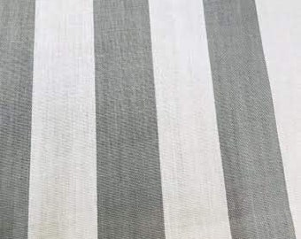 Silver White 60" Wide by 1" Stripe Poly Cotton Fabric Sold By The Yard.