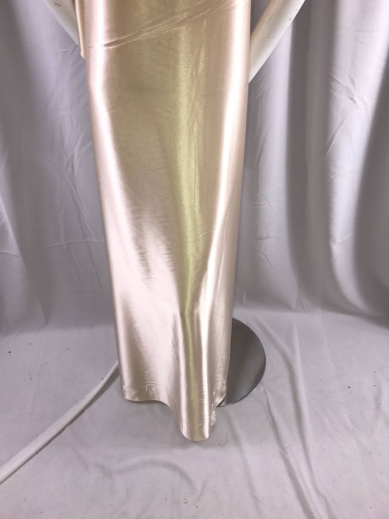 Champagne 58 inch 2 way stretch charmeuse satin-super soft silky satin-wedding-bridal-prom-nightgown-dresses-fashion-sold by the yard. image 4