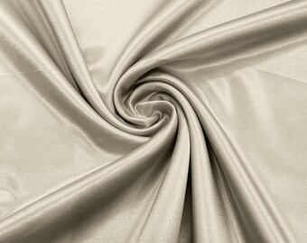 Tela de satén crepé color marfil con reverso crepé, 58" de ancho / Para novias / graduaciones / camisones / bodas.