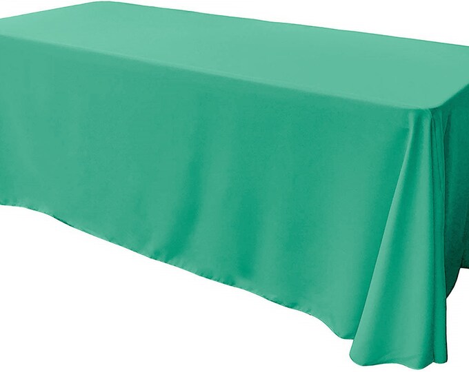 Jade Green - Rectangular Polyester Poplin Tablecloth Floor Length / Party supply