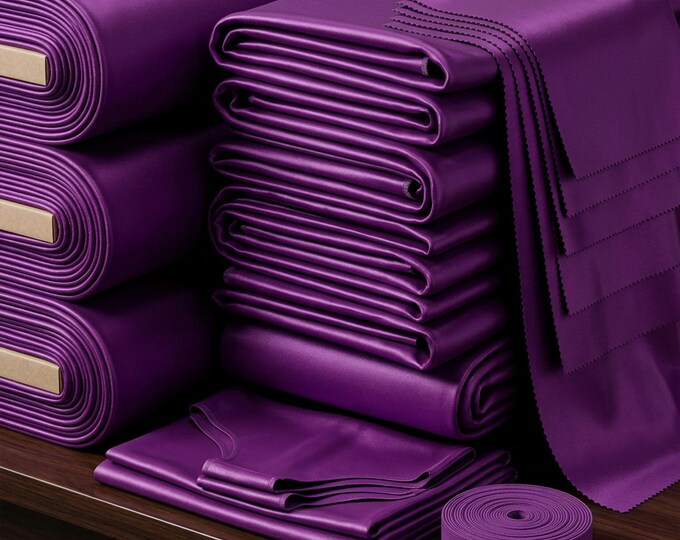 Violet Heavy Shiny Satin Stretch Spandex Fabric 58" Wide, Purple Satin Fabric, Stretch Dress Fabric, Prom Fabric By The Yard