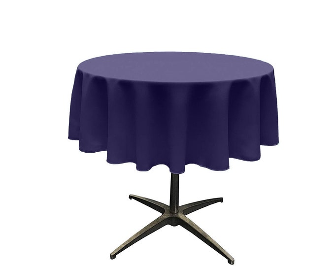 Purple - Solid Round Polyester Poplin Tablecloth Seamless.