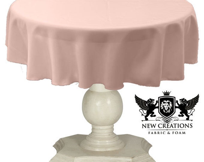 Blush Pink Round Tablecloth Solid Dull Bridal Satin Overlay for Small Coffee Table Seamless.