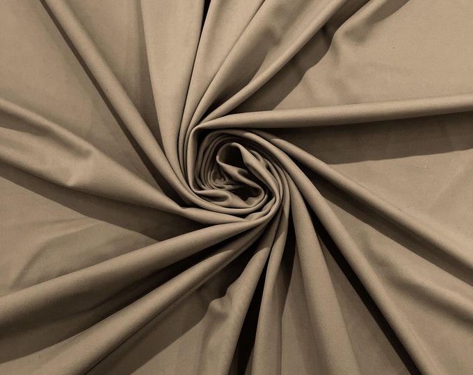 Taupe Milliskin Nylon Spandex Stretch Dull Tricot Medium Weight Fabric for Apparel/4 Way Fabric/Swimwear/Activewear/Sportswear/Costume
