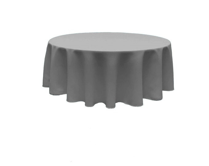 Grey - Solid Round Polyester Poplin Tablecloth Seamless.