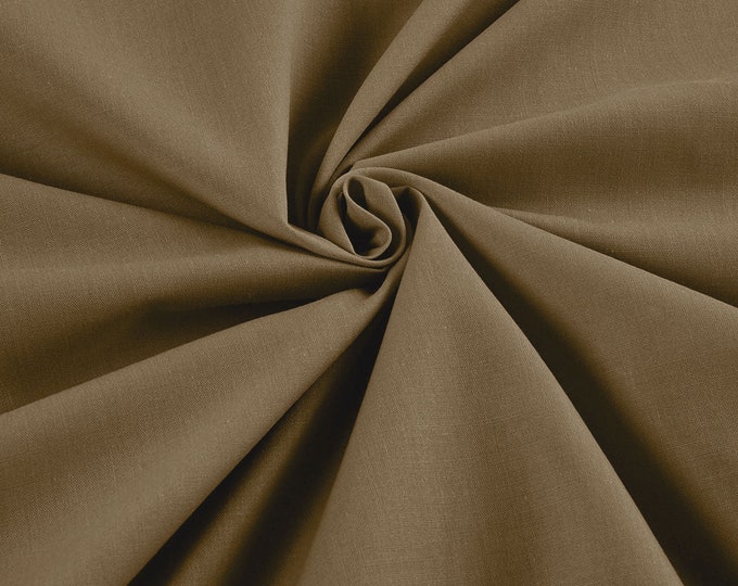 Khaki - 58-59" Wide Premium Light Weight Poly Cotton Blend Broadcloth Fabric Sold By The Yard.