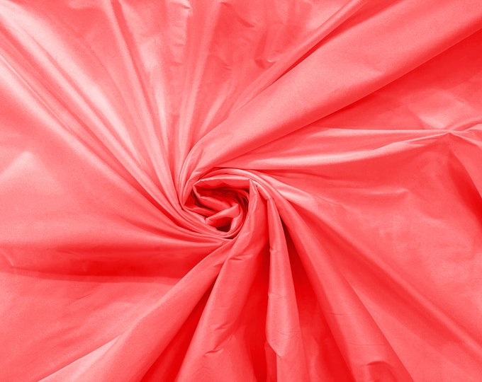 Neon Coral 100% Polyester Imitation Silk Taffeta Fabric 55" Wide/Costume/Dress/Cosplay/Wedding.