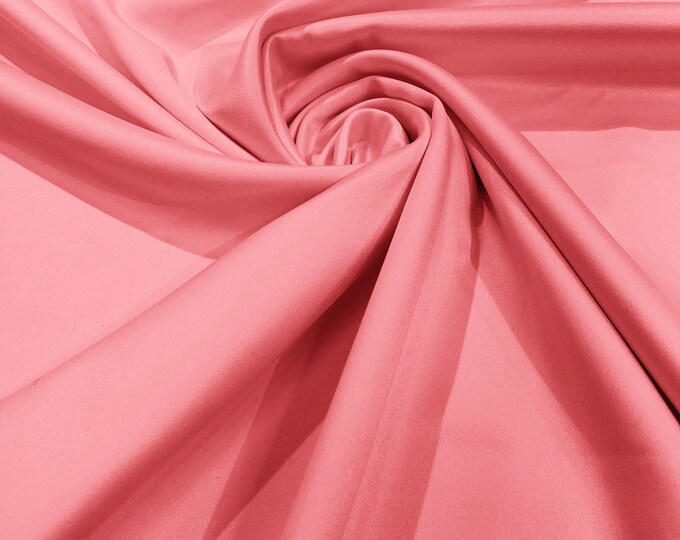 Light Coral - Matte L'Amour Satin (Peau de Soie) Duchess Fabric Bridesmaid Dress 58"-60" Wide/Costume/wedding.