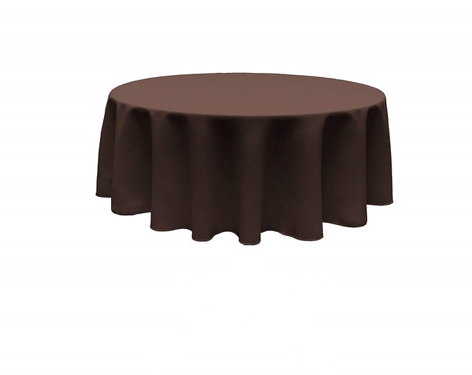 Brown - Solid Round Polyester Poplin Tablecloth Seamless.