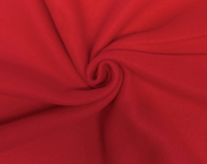 Red Solid Polar Fleece Fabric Anti-Pill 58" Wide Sold by The Yard.