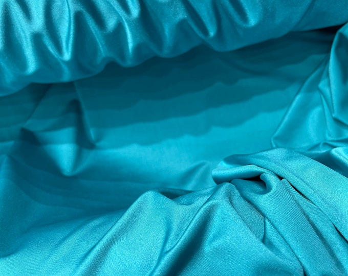 Aqua Shiny Milliskin Nylon Spandex Fabric 4 Way Stretch 58" Wide Sold by The Yard