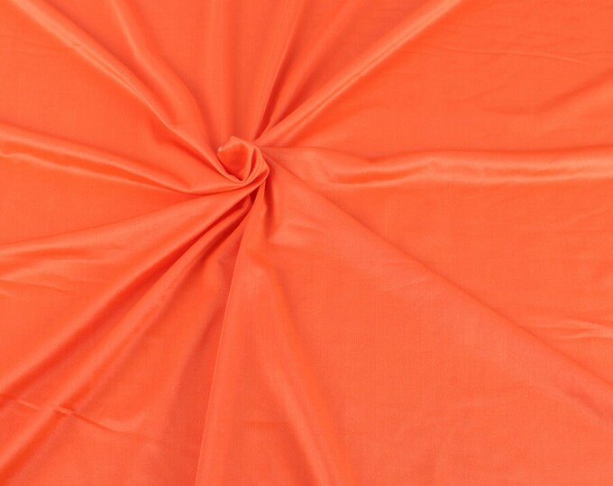 Neon Orange  Shiny Milliskin Nylon Spandex Fabric 4 Way Stretch 58" Wide Sold by The Yard