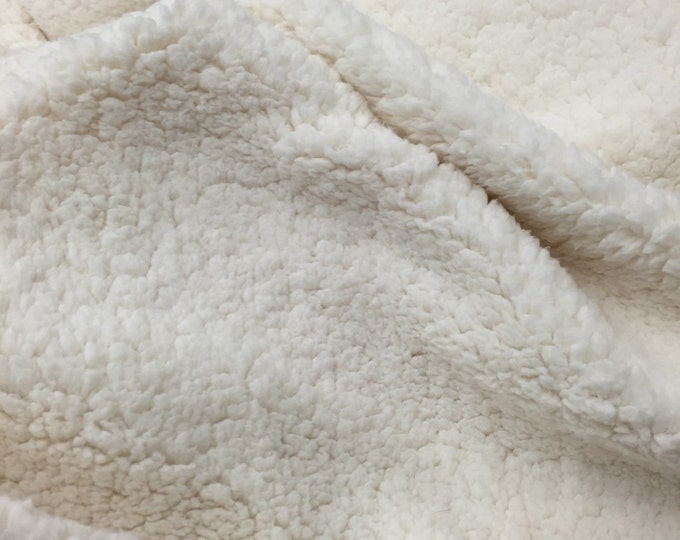Ivory Cuddle Minky Sherpa Fleece,lamb Wool Design Fabric.Sold By The Yard.