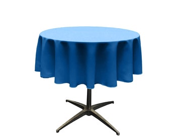 Ocean Blue - Solid Round Polyester Poplin Tablecloth Seamless.