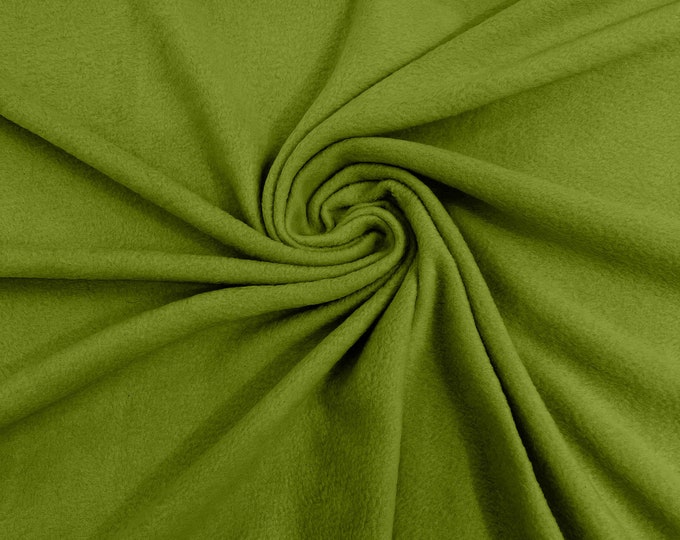 Lime Green Solid Polar Fleece Fabric Anti-Pill 58" Wide Sold by The Yard.