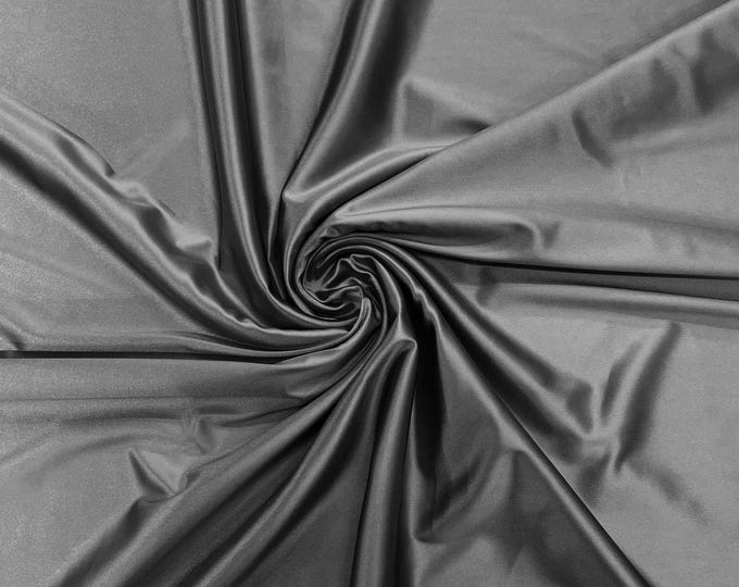 Charcoal gray Deluxe Shiny Polyester Spandex Fabric Stretch 58" Wide Sold by The Yard.