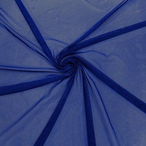 Dark Royal Blue 58/60&quot; Wide Solid Stretch Power Mesh Fabric Spandex/ Sheer See-Though/Sold By The Yard. New Colors