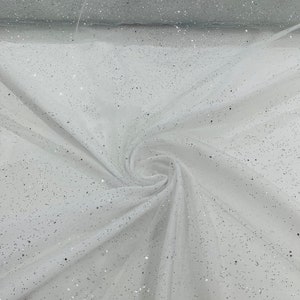 White/Silver sparkle tulle glitter with sequin fabric shimmer/ tulle glitter for dresses/ mesh glitter fabric/ costume fabric.