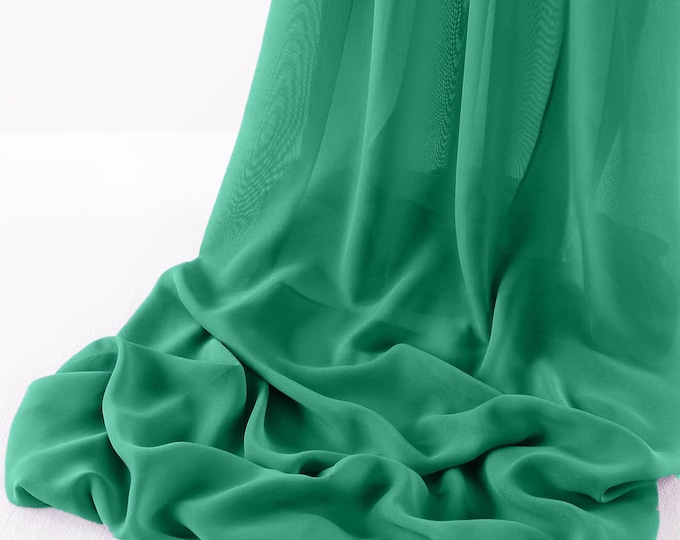 Dark Jade 5 Yards Chelsea Wool Dobby Chiffon Fabric/58" Wide Sheer Fabric/Solid Color Draping Fabric for Wedding Party Easter Backdrop.