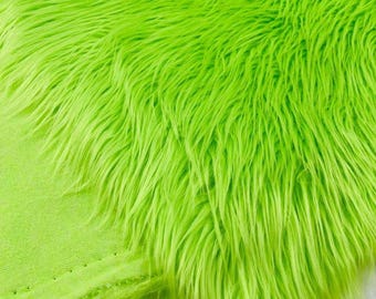 Long Pile Faux Fur Fabric, Lime Green Shaggy Material for Cosplay Costumes