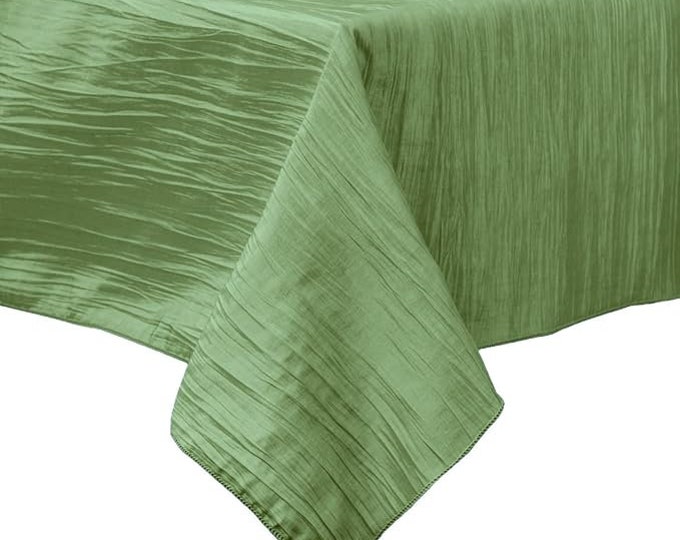 Sage Green Square Light Weight Accordion Design Crushed Taffeta Seamless Table Overlay.