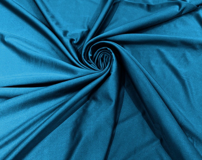 Ocean Blue Shiny Milliskin Nylon Spandex Fabric 4 Way Stretch 58" Wide Sold by The Yard