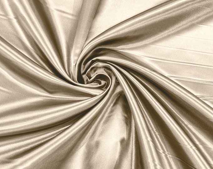Champagne Heavy Shiny Bridal Satin Fabric for Wedding Dress, 60" inches wide sold by The Yard. New Colors