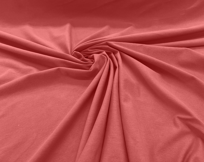 Salmon 58/60" Wide  Cotton Jersey Spandex Knit Blend 95% Cotton 5 percent Spandex/Stretch Fabric/Costume