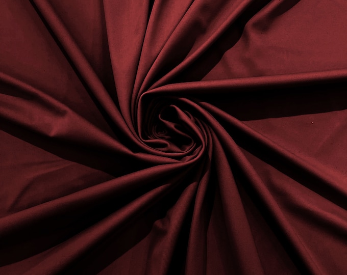 Burgundy Milliskin Nylon Spandex Stretch Dull Tricot Medium Weight Fabric for Apparel/4 Way Fabric/Swimwear/Activewear/Sportswear/Costume