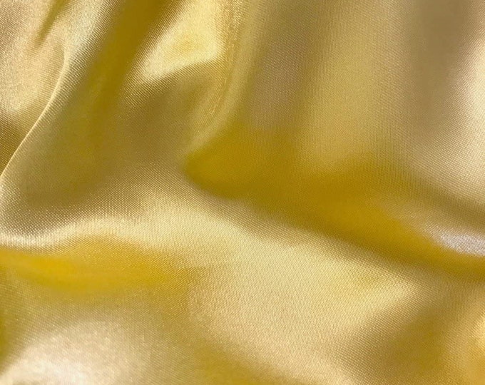 Light Gold Charmeuse Bridal Solid Satin Fabric for Wedding Dress Fashion Crafts Costumes Decorations Silky Satin 58” Wide Sold By The Yard