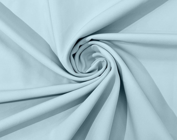 Light Blue Dull 4 Way Stretch Crepe Fabric/Medium Crepe-Bridal Fabric/Apparel Fabric/Polyester Crepe-Spandex/
