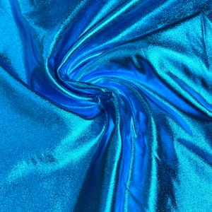 Turquoise Metallic Foil Lame Spandex- Sold By The Yard.