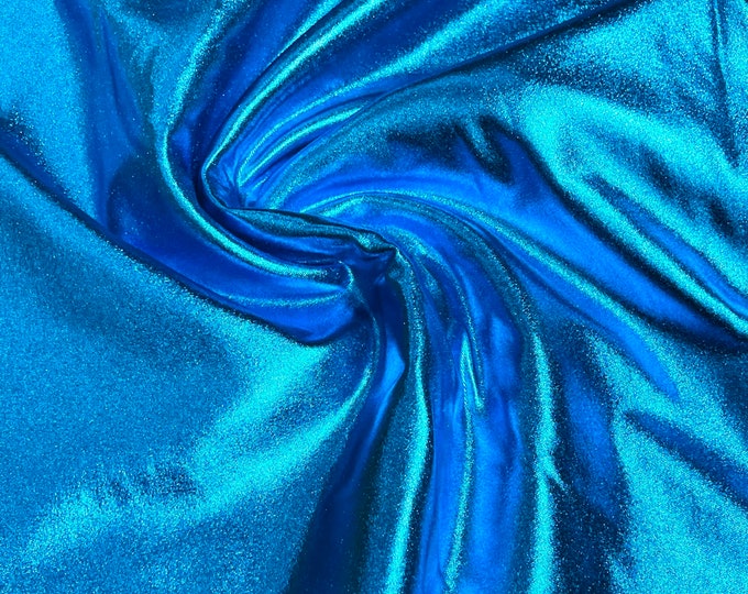 Turquoise Metallic Foil Lame Spandex- Sold By The Yard.