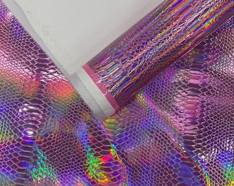 Slangenprint vinylstof, holografisch iriserend PVC voor bekleding en knutselprojecten.