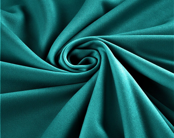Teal Stretch Crepe Scuba Techno Knit Polyester Spandex Fabric for Bows, Top Knots, Head Wraps, Clothes, Costumes, Crafts