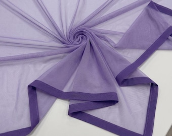 Lavender Power Mesh Fabric by the Yard Sheer 4 Way Stretch Nylon Spandex for Dress Lingerie Dancewear 60 Inch