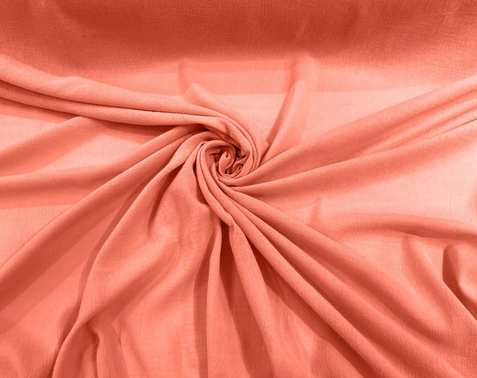 Coral Cotton Gauze Fabric 100% Cotton 48/50" inches Wide Crinkled Lightweight Sold by The Yard.