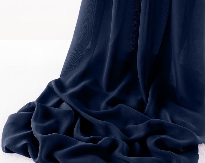 Navy Blue - Wool Dobby Chiffon Sheer Table Runner for Wedding, Decorations for Birthday Parties, Banquets, Engagements.